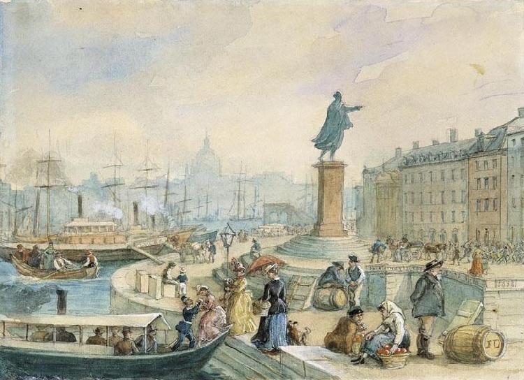 fritz von dardel Skeppsbron vid Gustav IIIs staty Sweden oil painting art